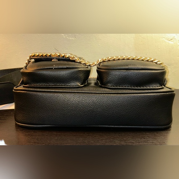 Aldo Small Black Leather Crossbody With Gold Chain Accents. Brand New With Tags. - Picture 4 of 8
